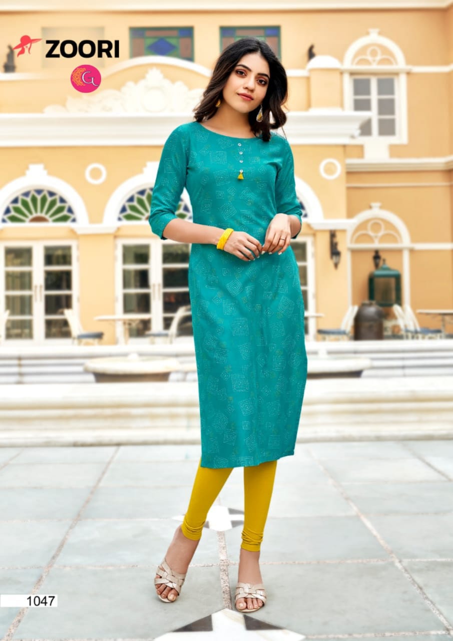 ZOORI  AKSHARA VOL 06  REYON PRINT KURTIS