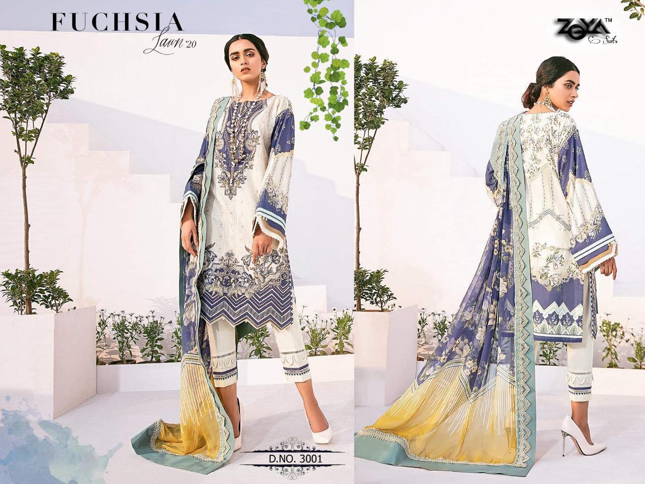 ZOYA FUCHSIA LAWN 20 COTTON PRINTED PATCH WORK PAKISTANI SUITS WHOLESALER