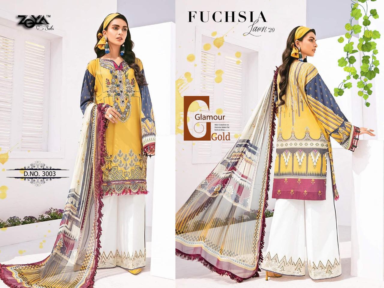 ZOYA FUCHSIA LAWN 20 COTTON PRINTED PATCH WORK PAKISTANI SUITS WHOLESALER