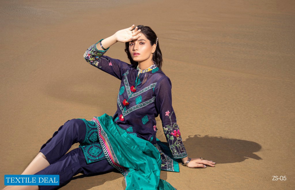 ZS Ravishing lawn embroidered suits with chiffon dupatta