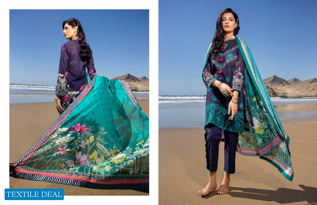 ZS Ravishing lawn embroidered suits with chiffon dupatta