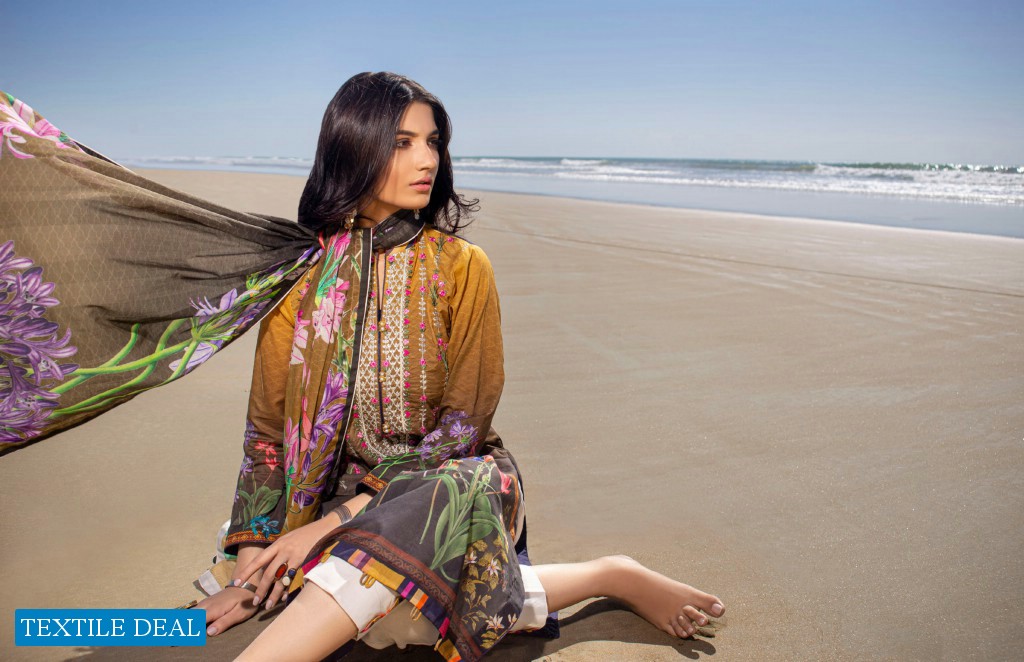 ZS Ravishing lawn embroidered suits with chiffon dupatta