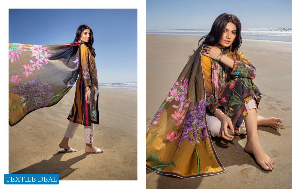 ZS Ravishing lawn embroidered suits with chiffon dupatta