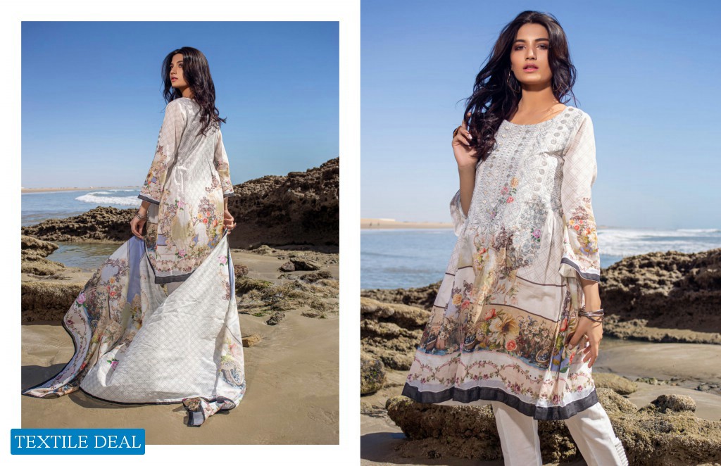 ZS Ravishing lawn embroidered suits with chiffon dupatta