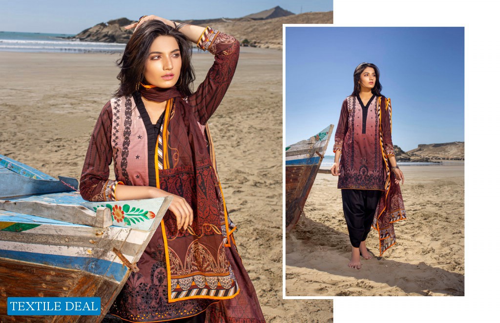 ZS Ravishing lawn embroidered suits with chiffon dupatta