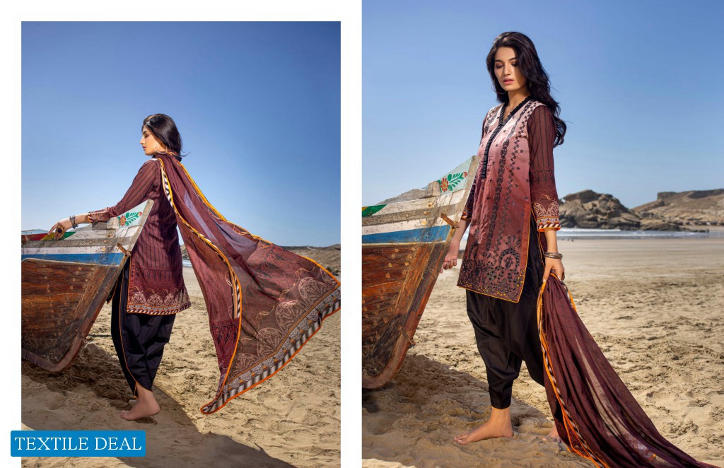 ZS Ravishing lawn embroidered suits with chiffon dupatta