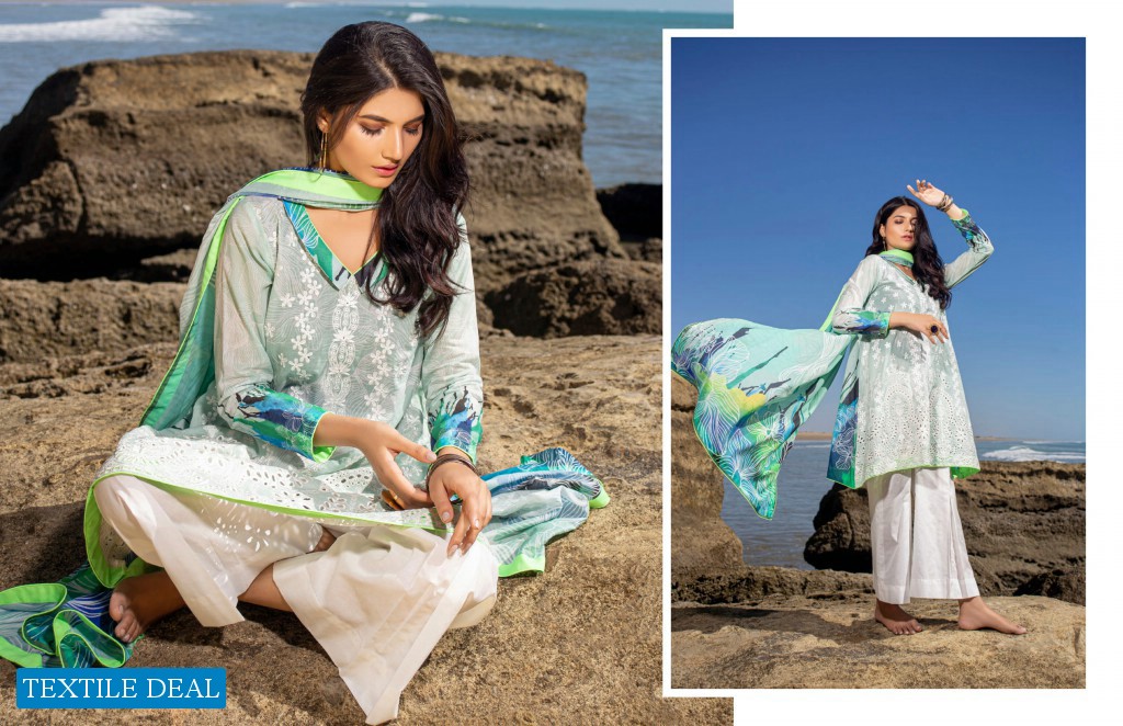 ZS Ravishing lawn embroidered suits with chiffon dupatta