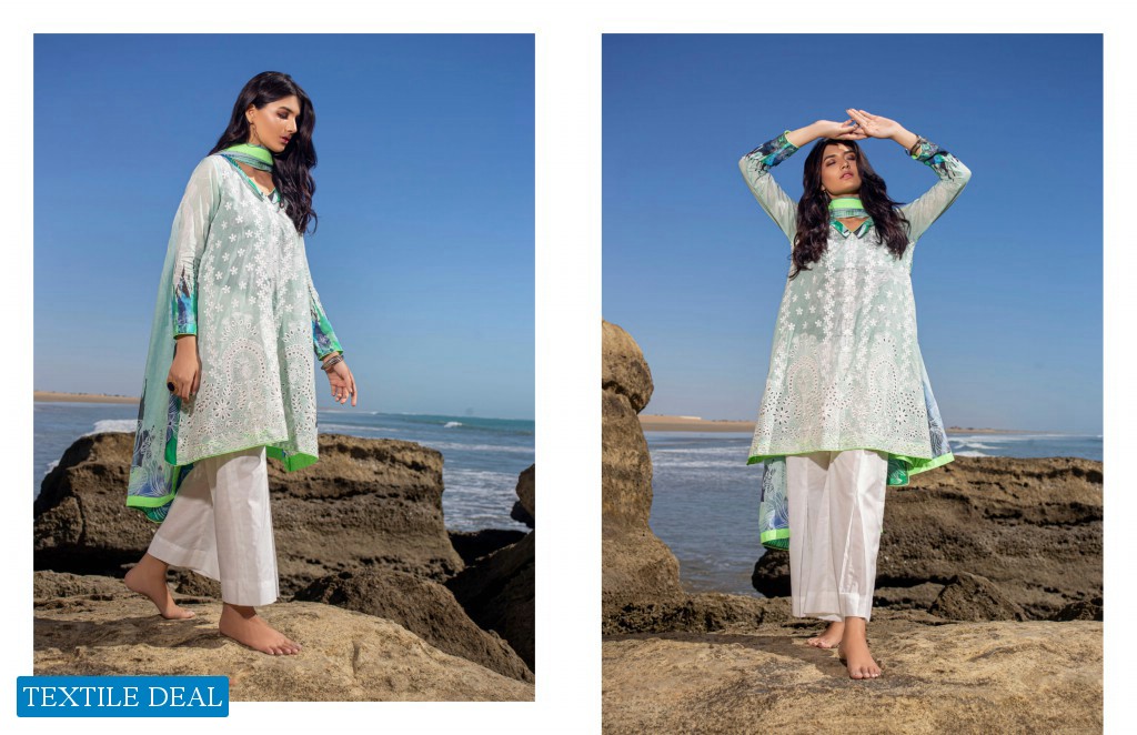ZS Ravishing lawn embroidered suits with chiffon dupatta