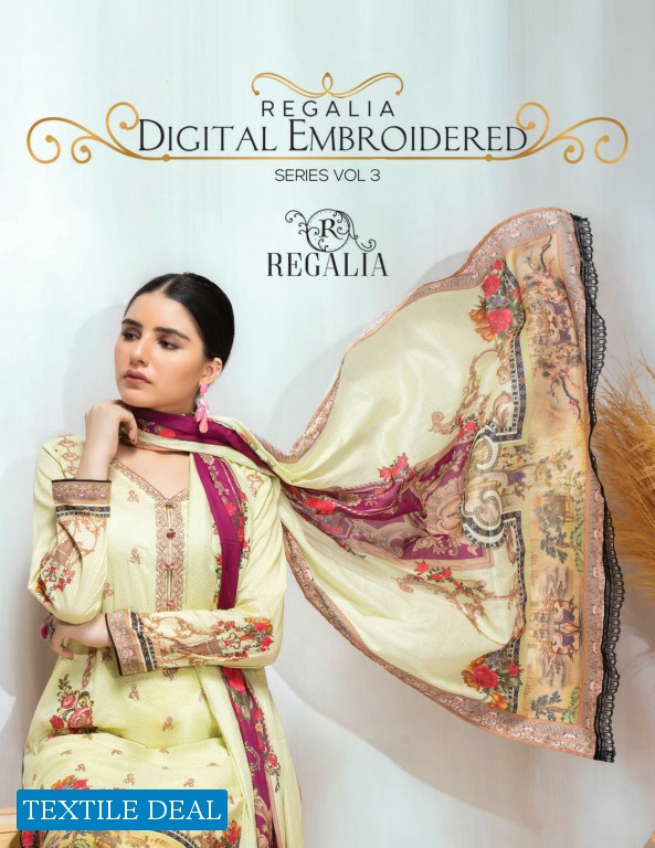 ZS Regalia Digital Embroidered Series 3 Wholesale Pakistani Suits