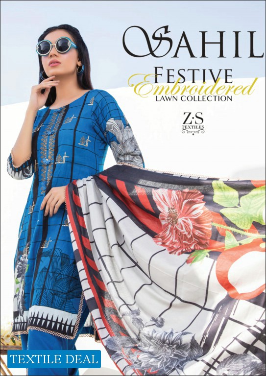 ZS Sahil Festive Embroidered Lawn Collection 2021