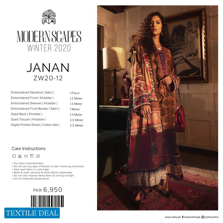 Zaha By khadija Shah Winter Shawl Wholesale Pakistani Salwar Kameez