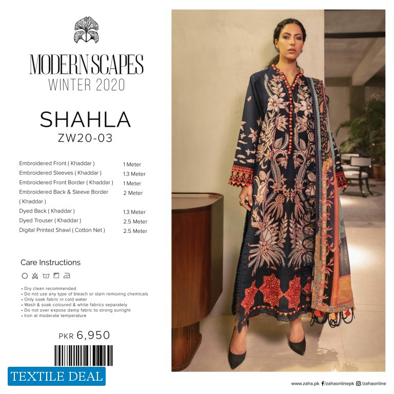 Zaha By khadija Shah Winter Shawl Wholesale Pakistani Salwar Kameez