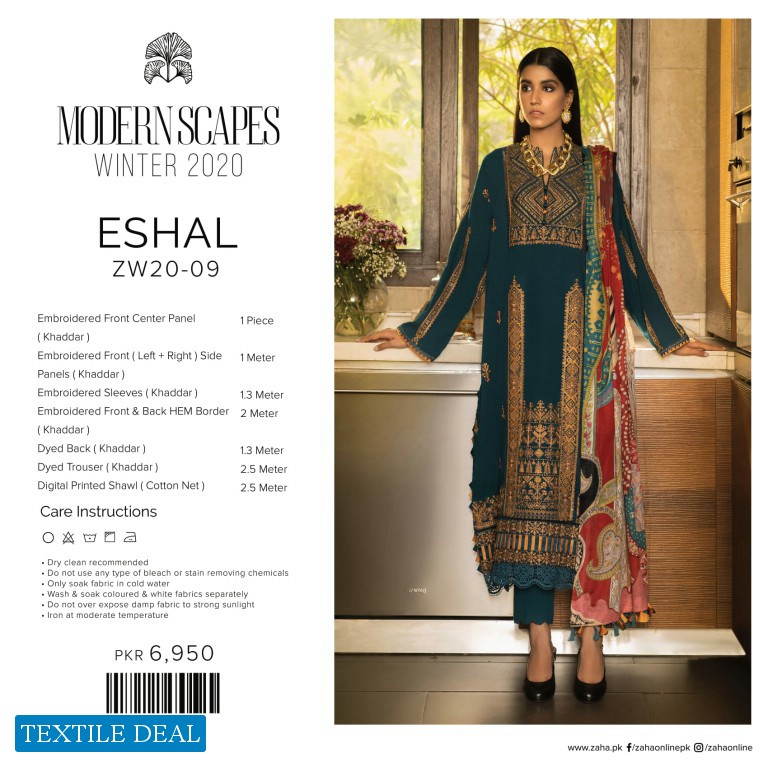 Zaha By khadija Shah Winter Shawl Wholesale Pakistani Salwar Kameez