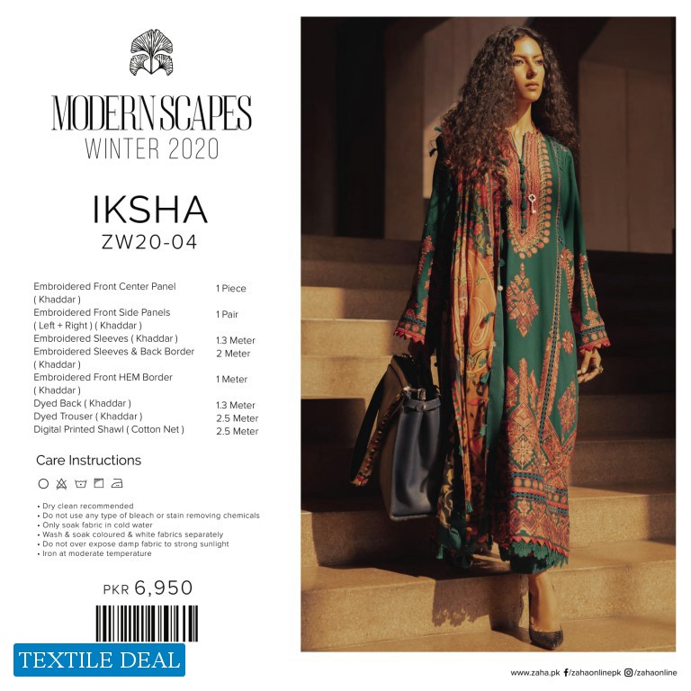 Zaha By khadija Shah Winter Shawl Wholesale Pakistani Salwar Kameez