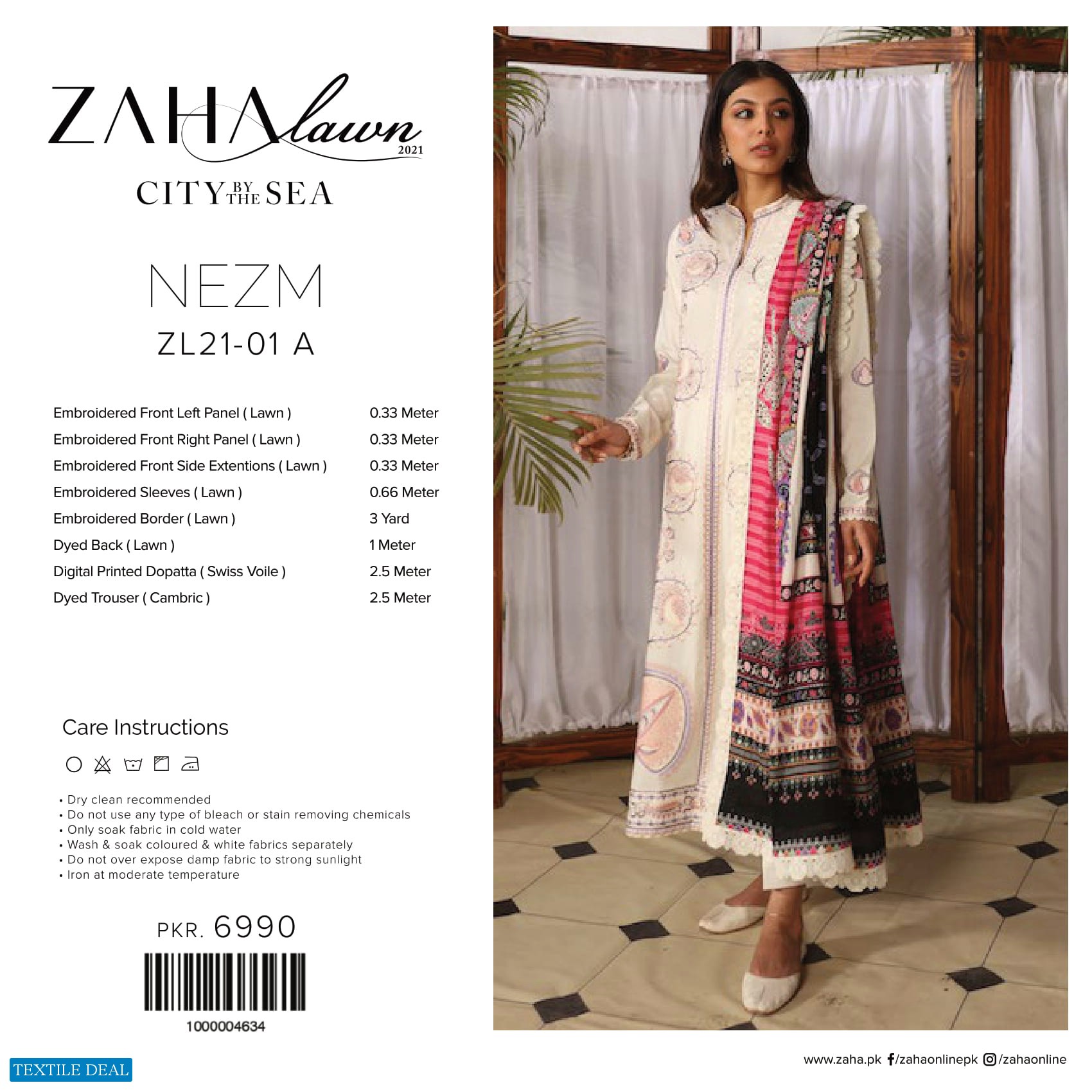Zaha Lawn 2021 Wholesale Rate Branded Pakistani Dress