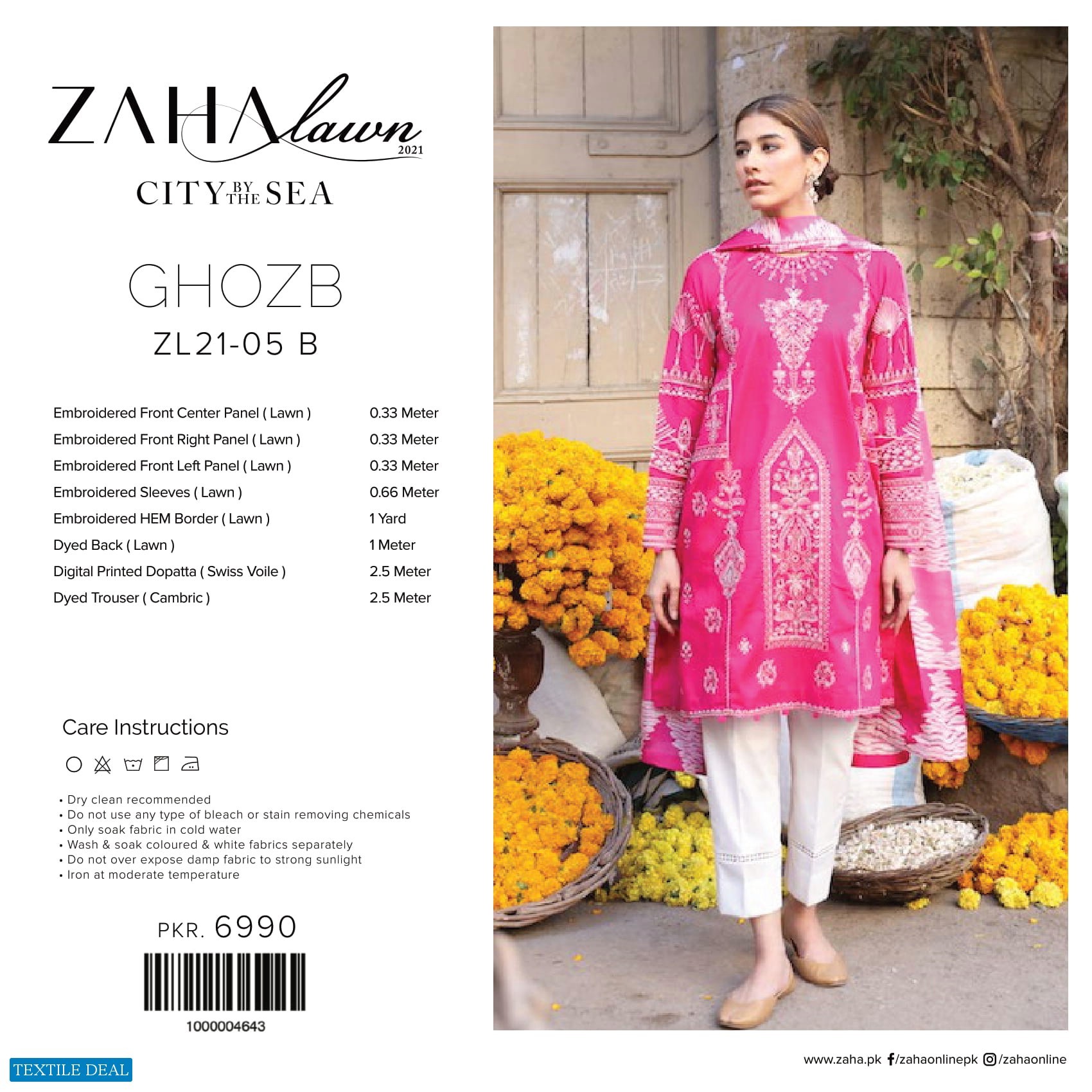 Zaha Lawn 2021 Wholesale Rate Branded Pakistani Dress
