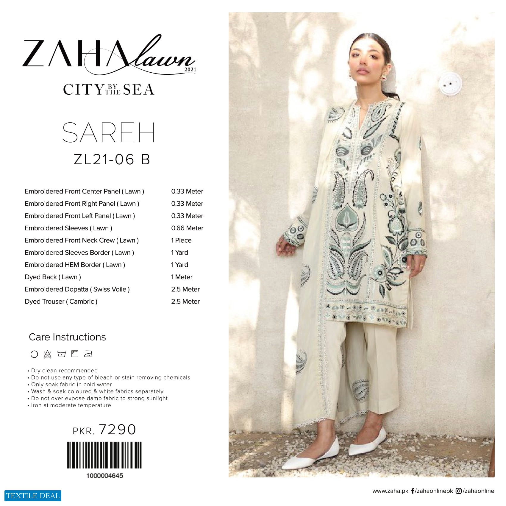Zaha Lawn 2021 Wholesale Rate Branded Pakistani Dress