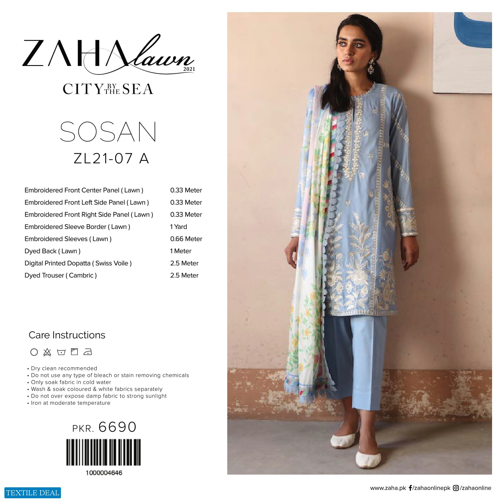Zaha Lawn 2021 Wholesale Rate Branded Pakistani Dress