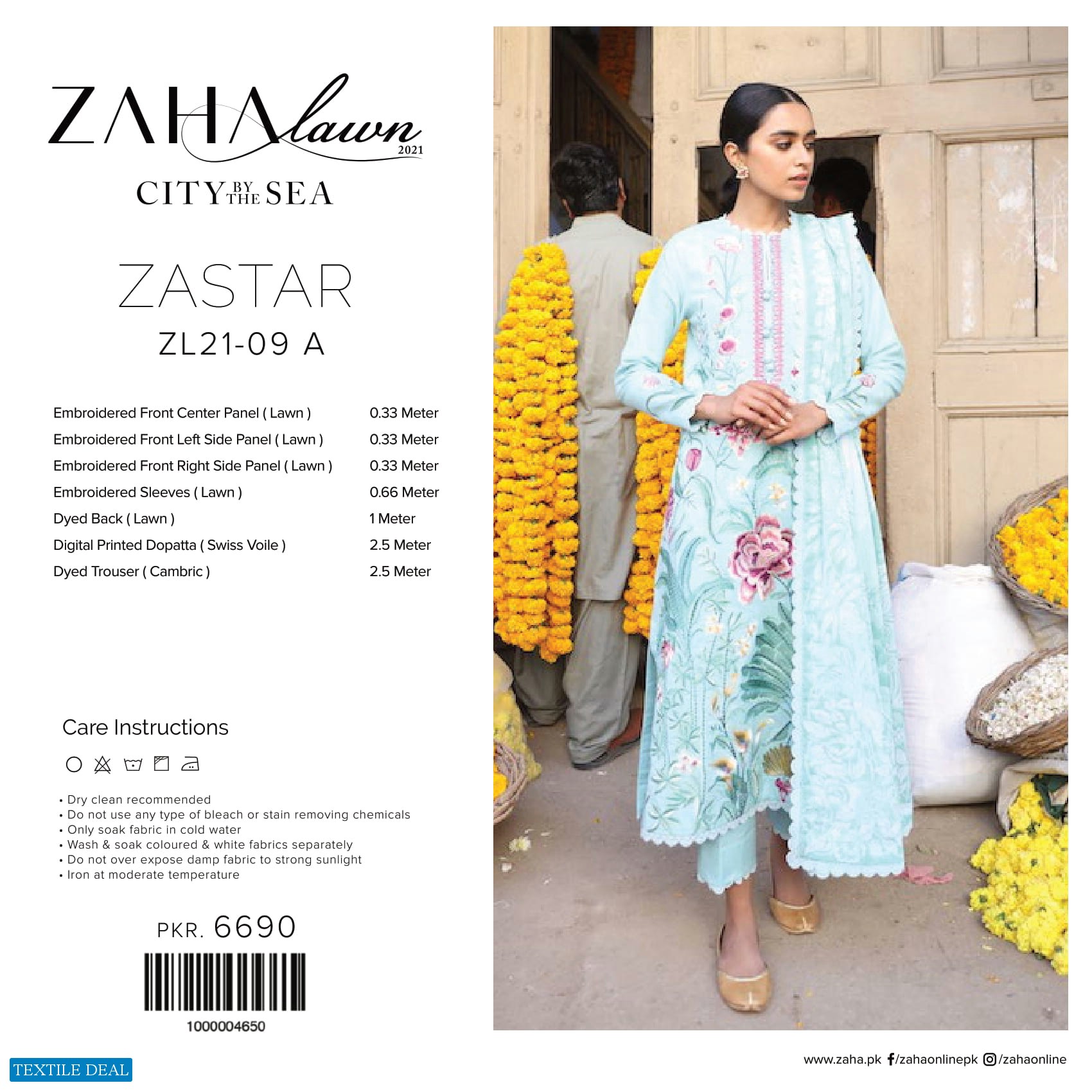 Zaha Lawn 2021 Wholesale Rate Branded Pakistani Dress