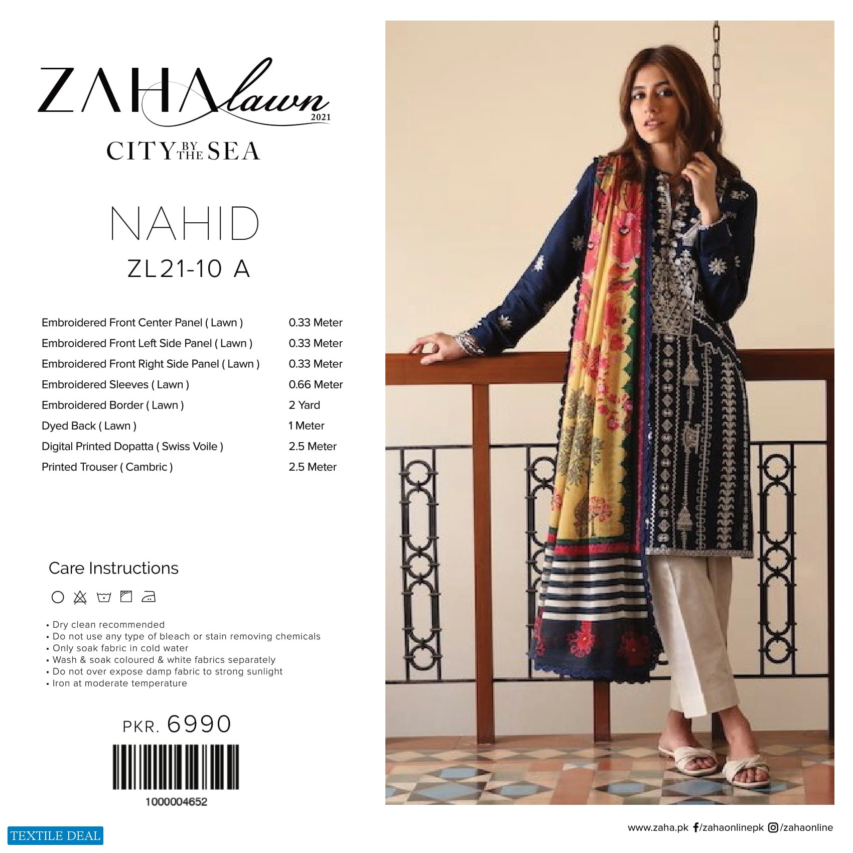 Zaha Lawn 2021 Wholesale Rate Branded Pakistani Dress
