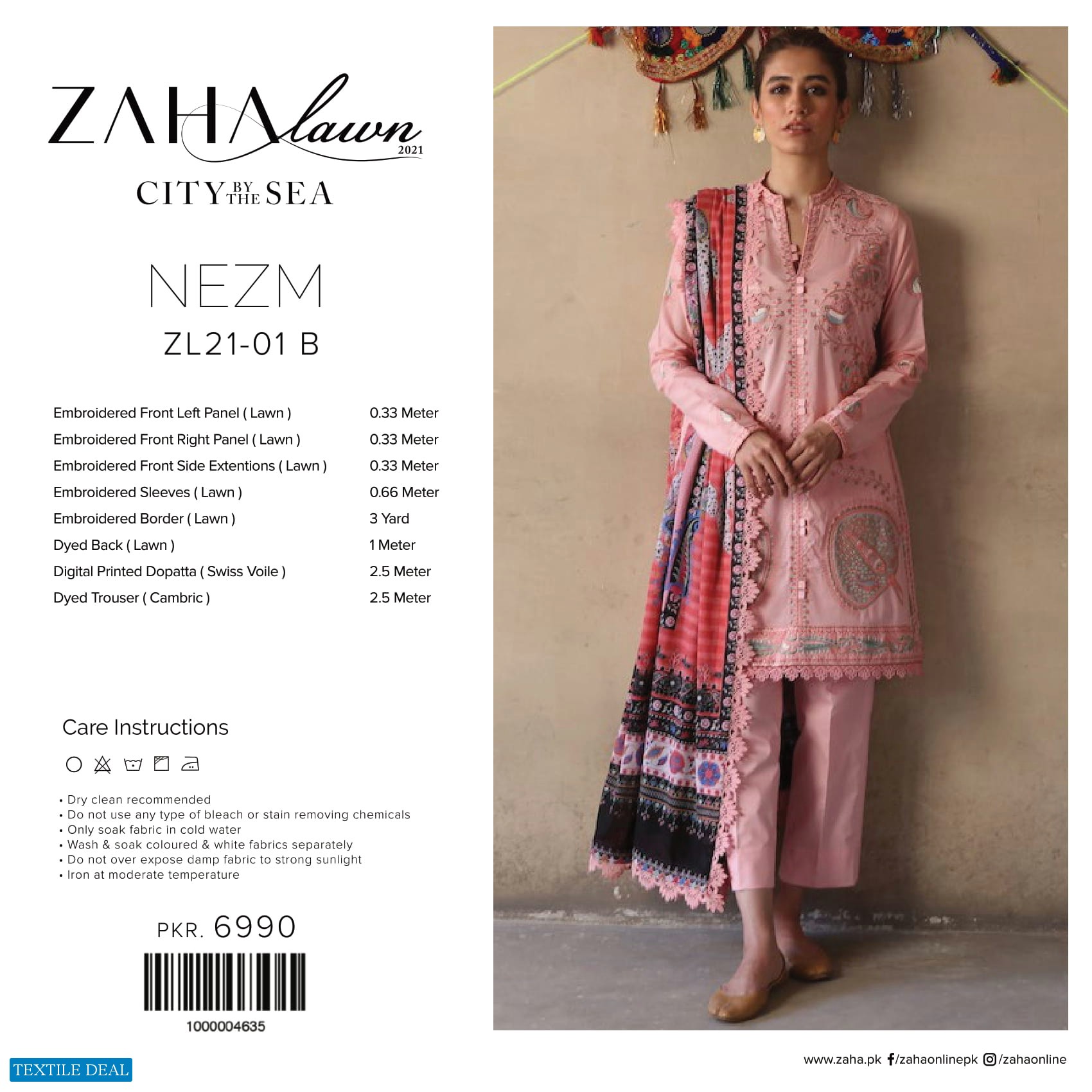Zaha Lawn 2021 Wholesale Rate Branded Pakistani Dress