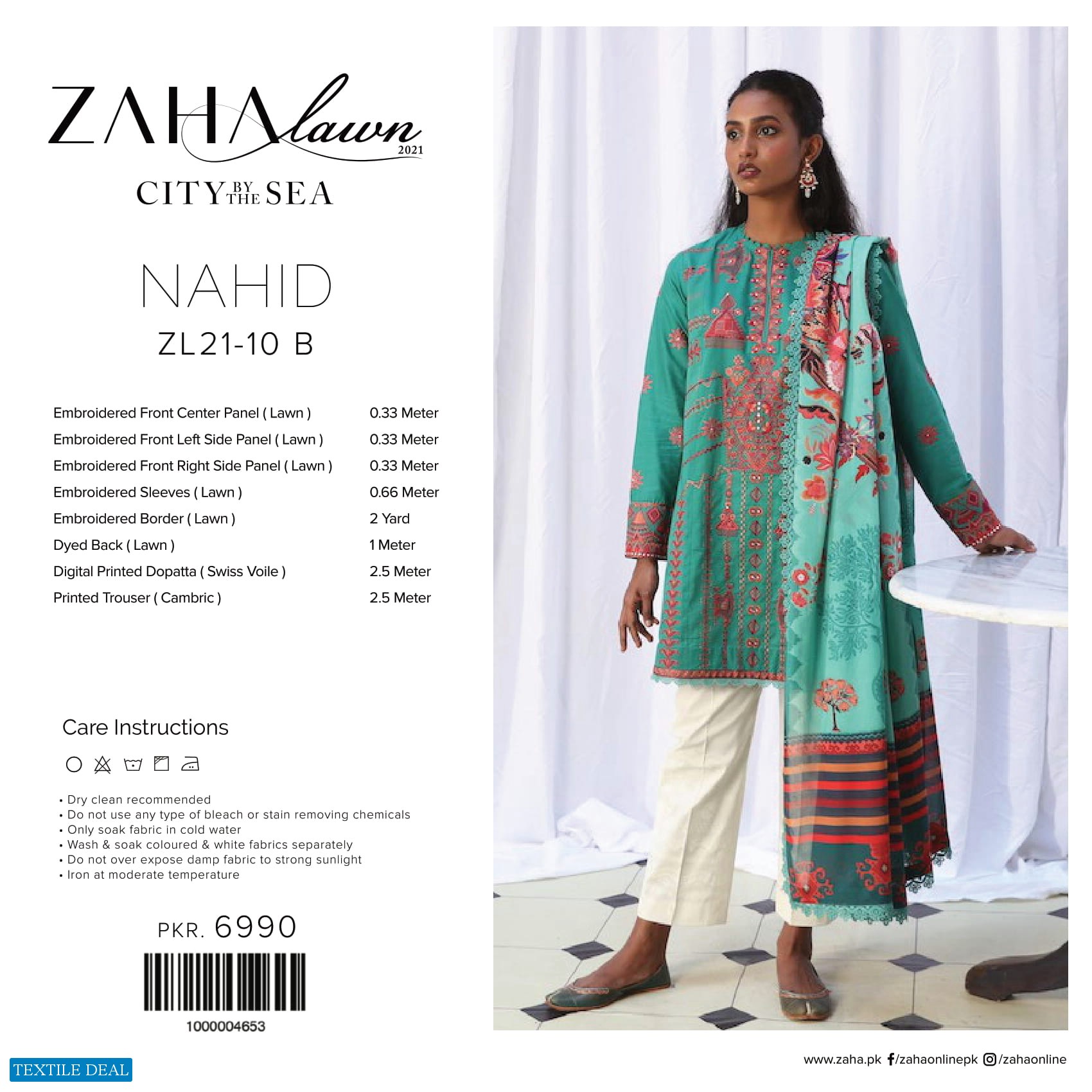 Zaha Lawn 2021 Wholesale Rate Branded Pakistani Dress