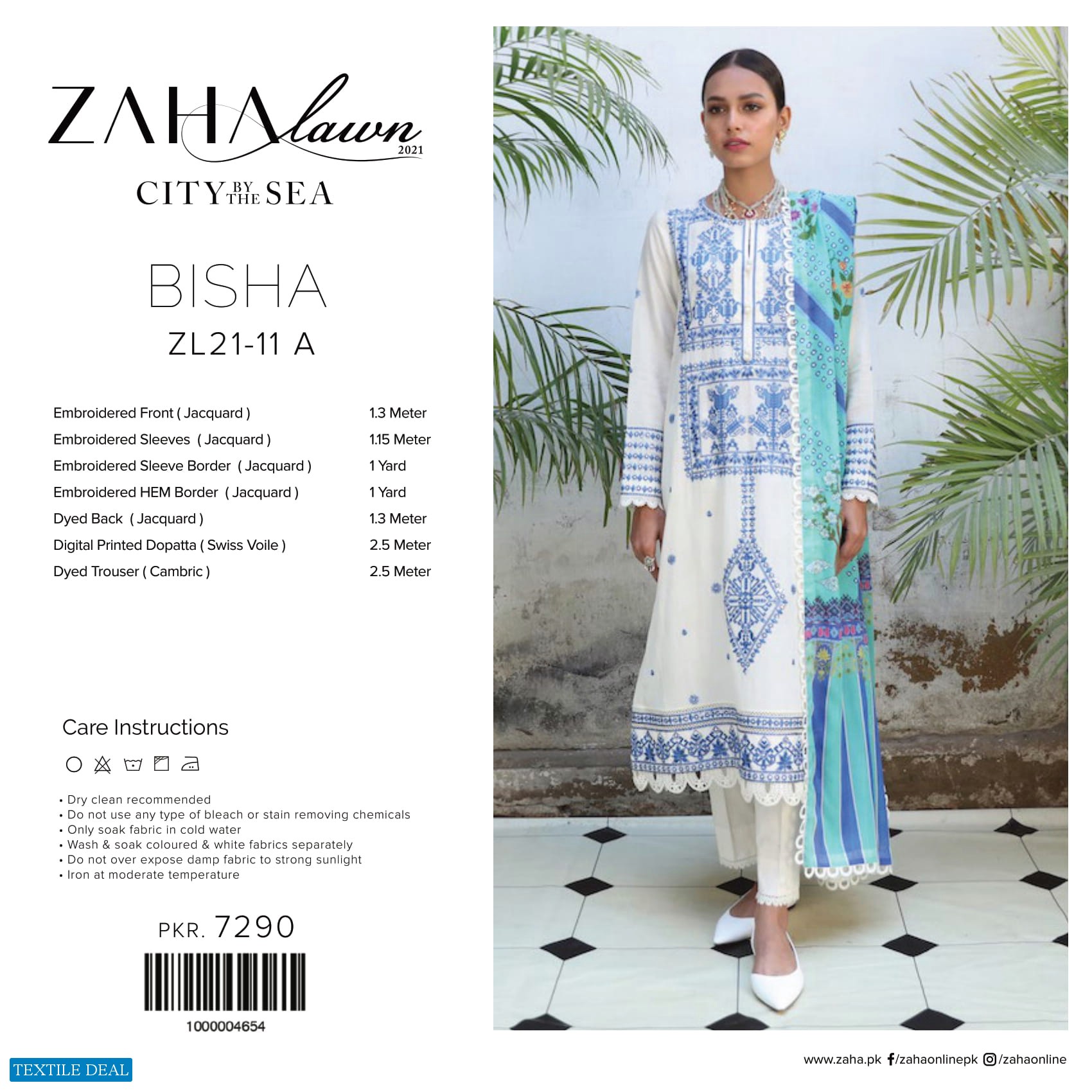 Zaha Lawn 2021 Wholesale Rate Branded Pakistani Dress