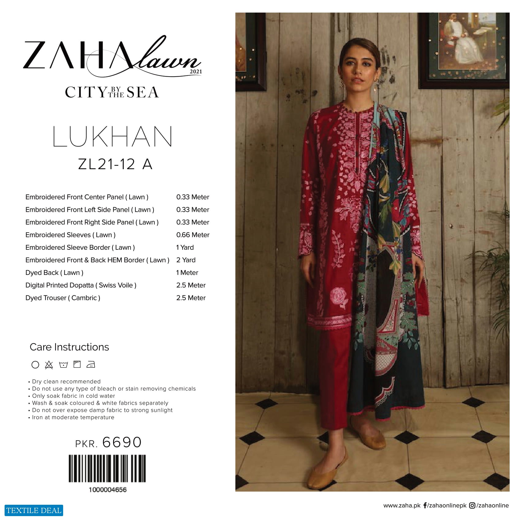 Zaha Lawn 2021 Wholesale Rate Branded Pakistani Dress