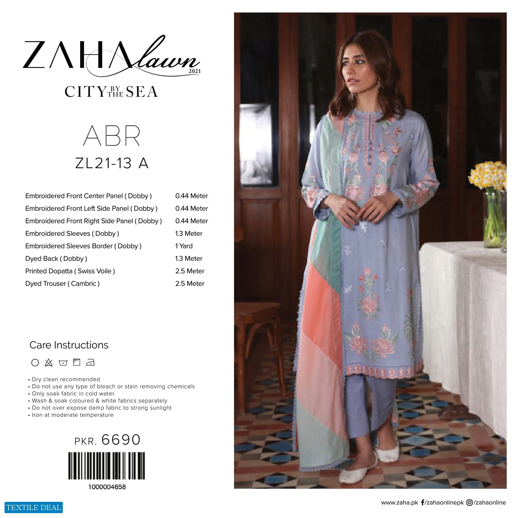 Zaha Lawn 2021 Wholesale Rate Branded Pakistani Dress