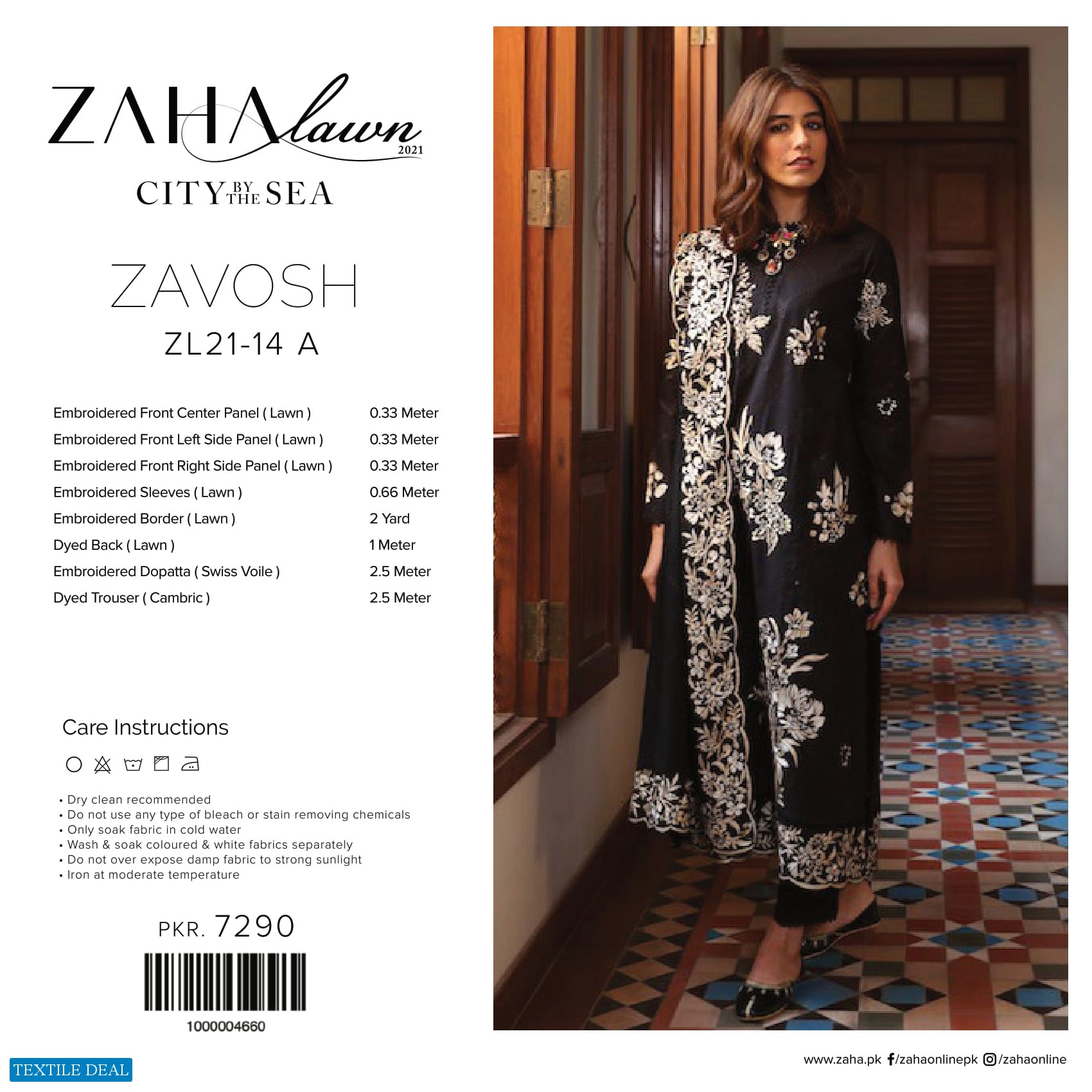 Zaha Lawn 2021 Wholesale Rate Branded Pakistani Dress