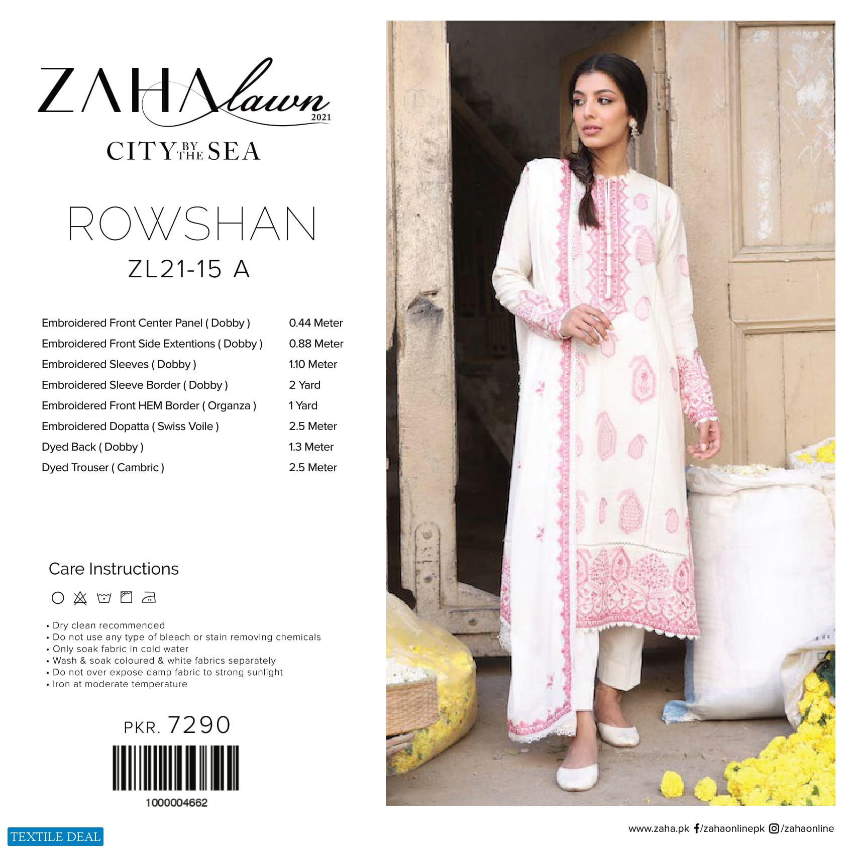 Zaha Lawn 2021 Wholesale Rate Branded Pakistani Dress