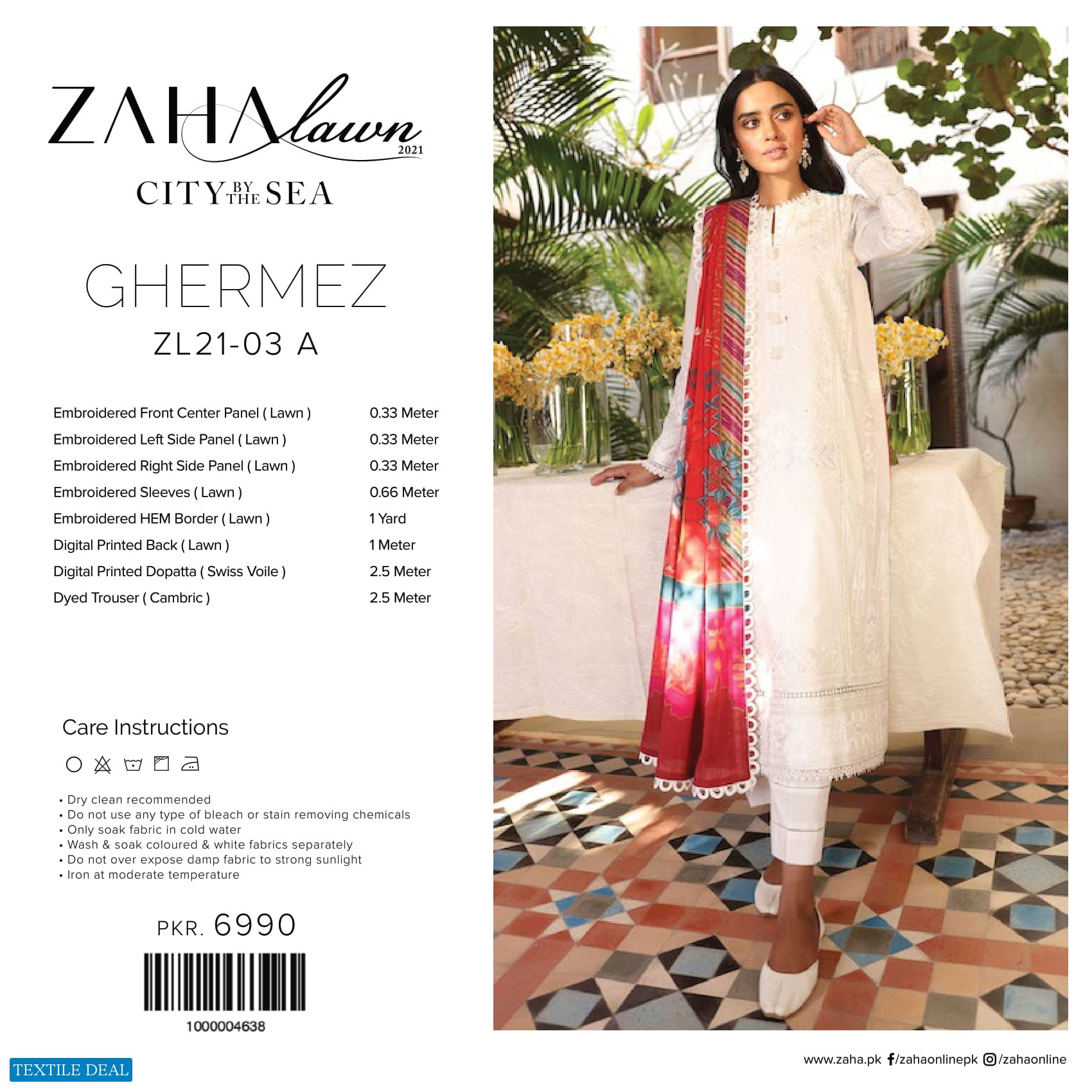 Zaha Lawn 2021 Wholesale Rate Branded Pakistani Dress