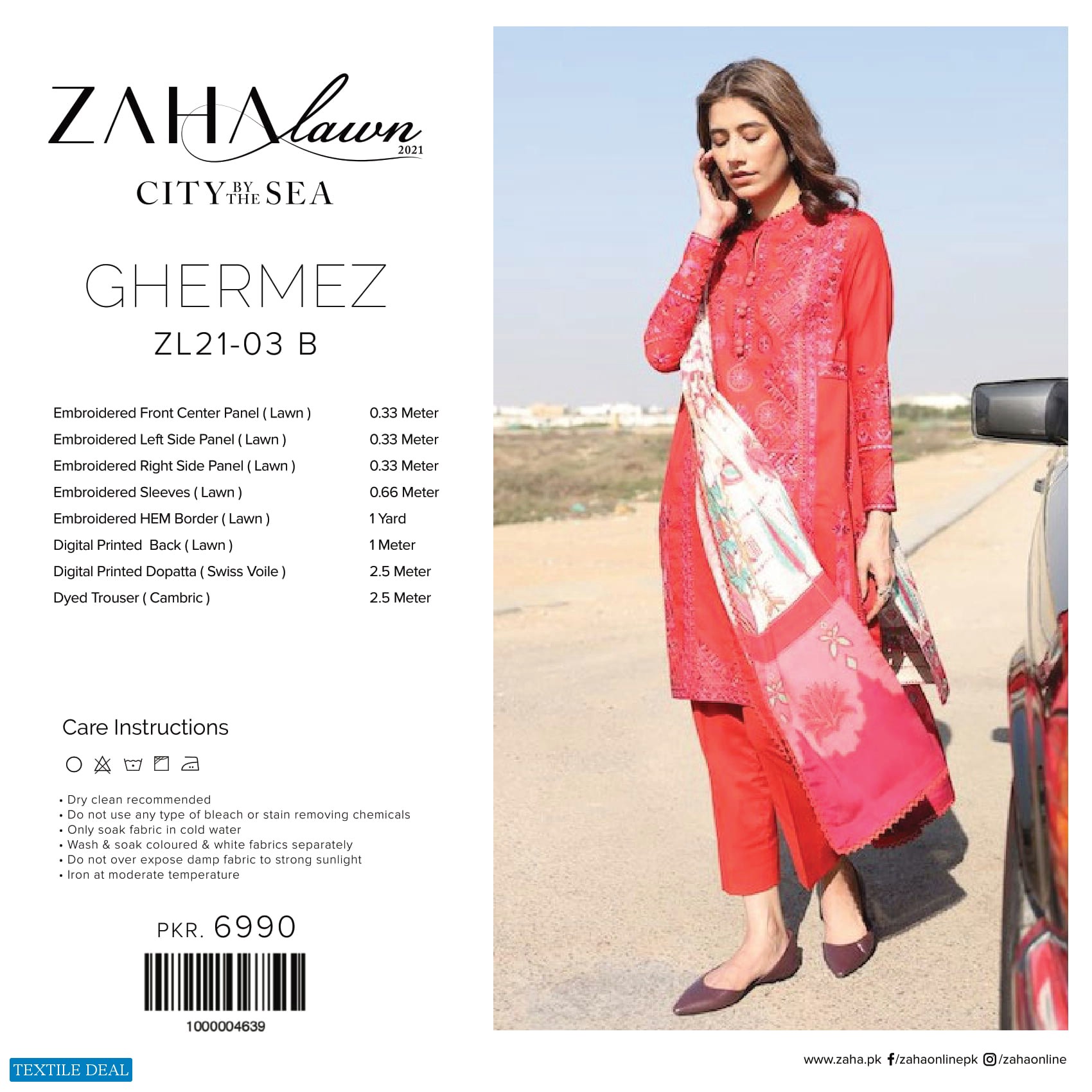 Zaha Lawn 2021 Wholesale Rate Branded Pakistani Dress