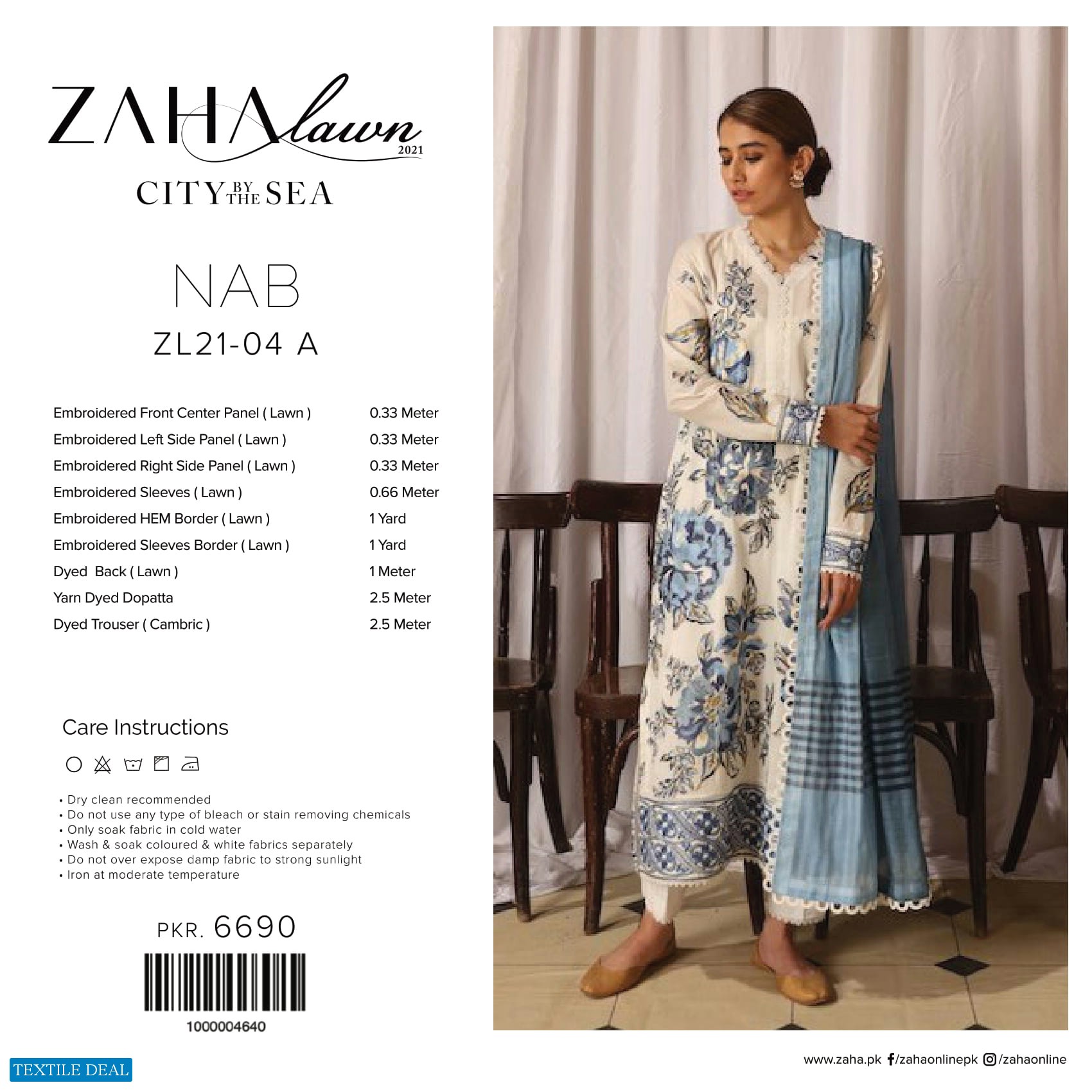 Zaha Lawn 2021 Wholesale Rate Branded Pakistani Dress