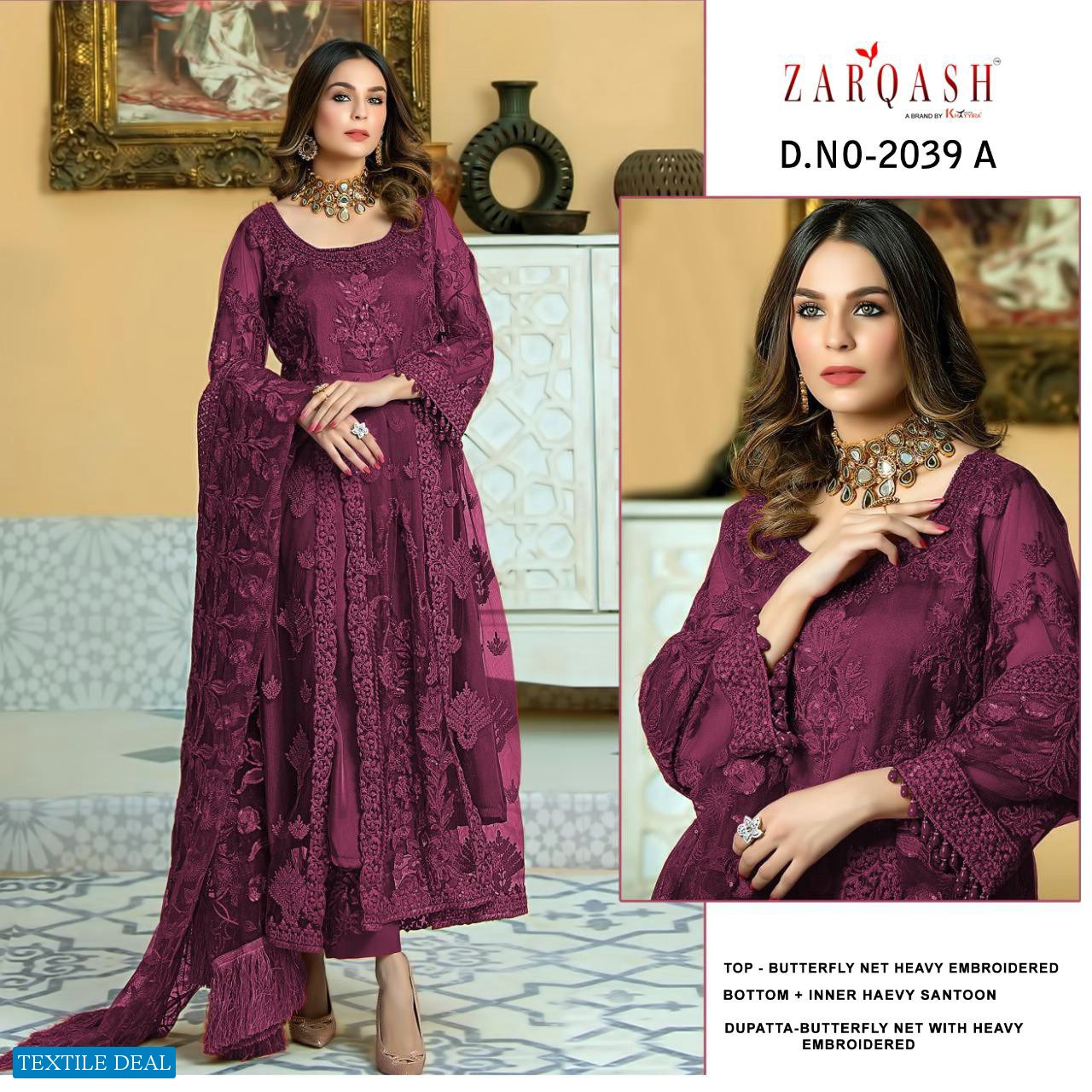 Zarqash 2039 Colour Wholesale Pakistani Dress