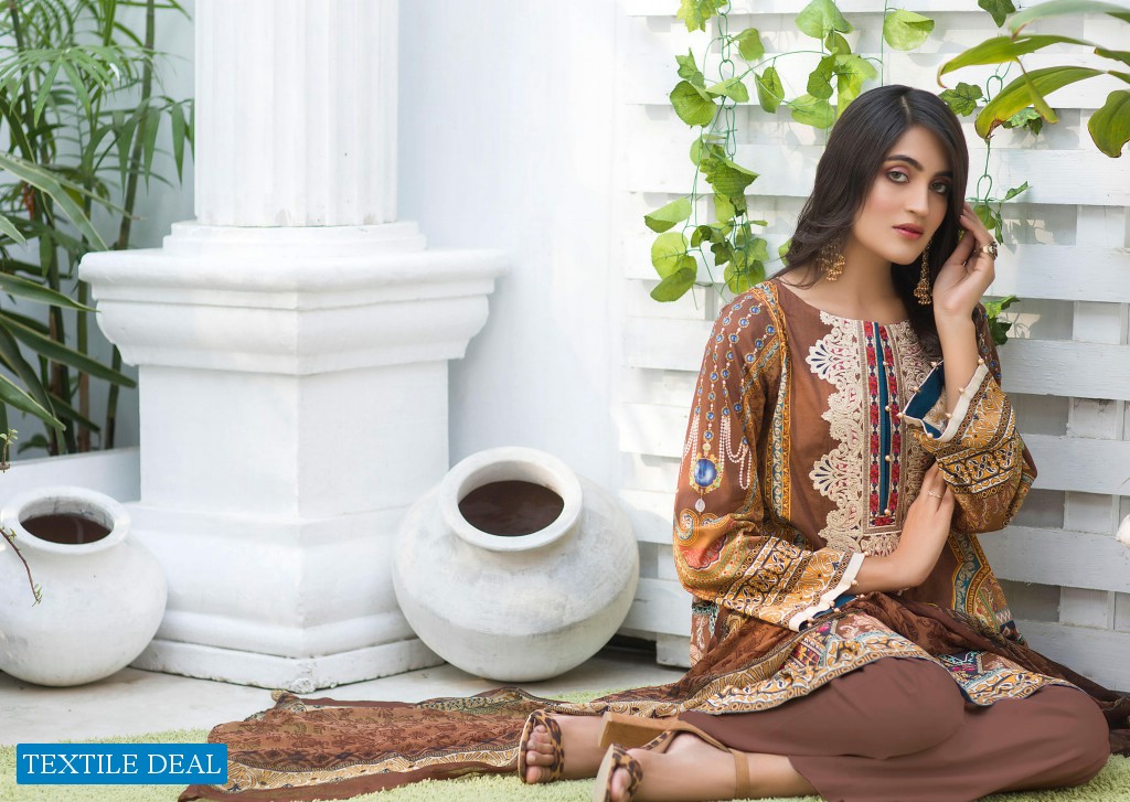 Zebaish Zeenat Digital Printed And Embroidered Lawn With Printed Chiffon Dupatta