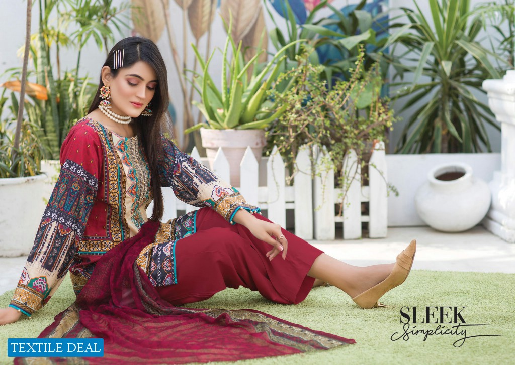 Zebaish Zeenat Digital Printed And Embroidered Lawn With Printed Chiffon Dupatta