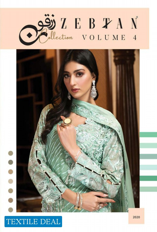 Zebtan Luxury Chiffon Embroidered Chiffon Vol-4 Wholesale Pakistani Branded Suits