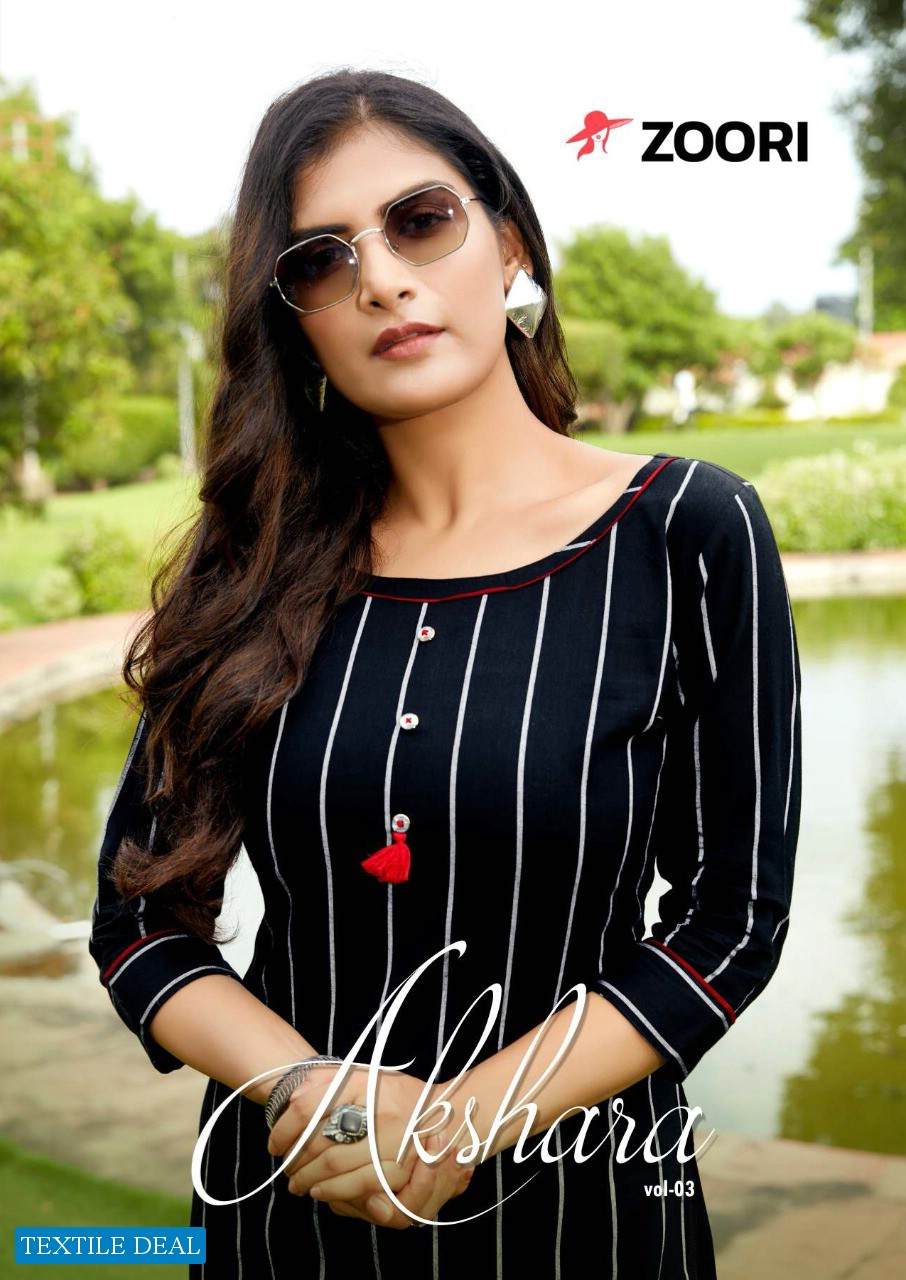 Zoori Akshara Vol-3 Wholesale Reyon Kurti Long Kurtis