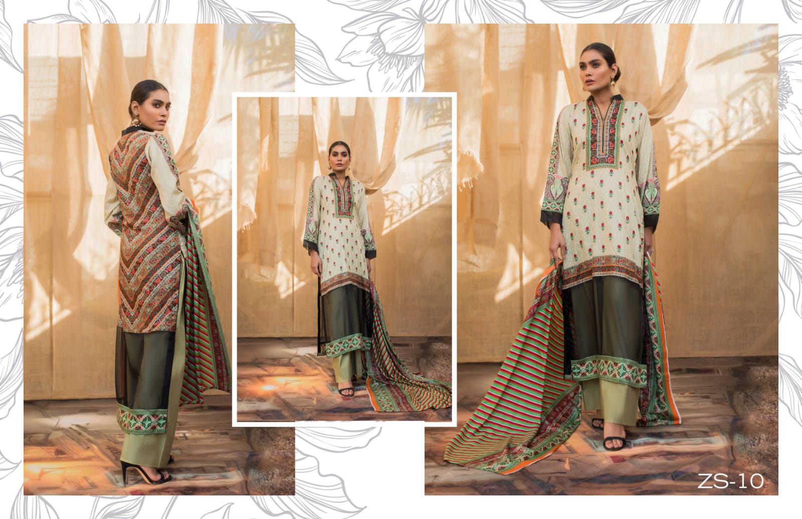 Zs presents rang reza lawn vol 2 lawn printed exclusive style salwar suits
