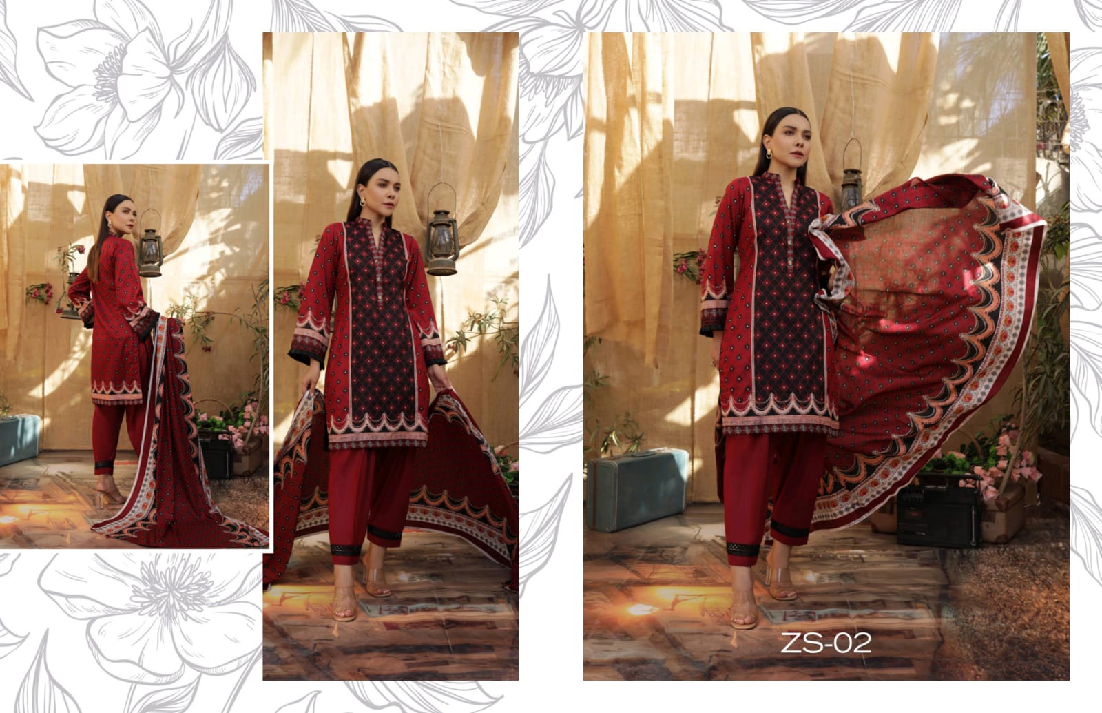 Zs presents rang reza lawn vol 2 lawn printed exclusive style salwar suits