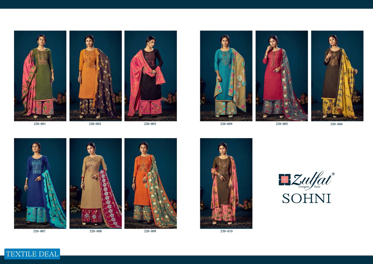 Zulfat Sohni Vol-4 Wholesale Designer Wool Pashmina Dress Material