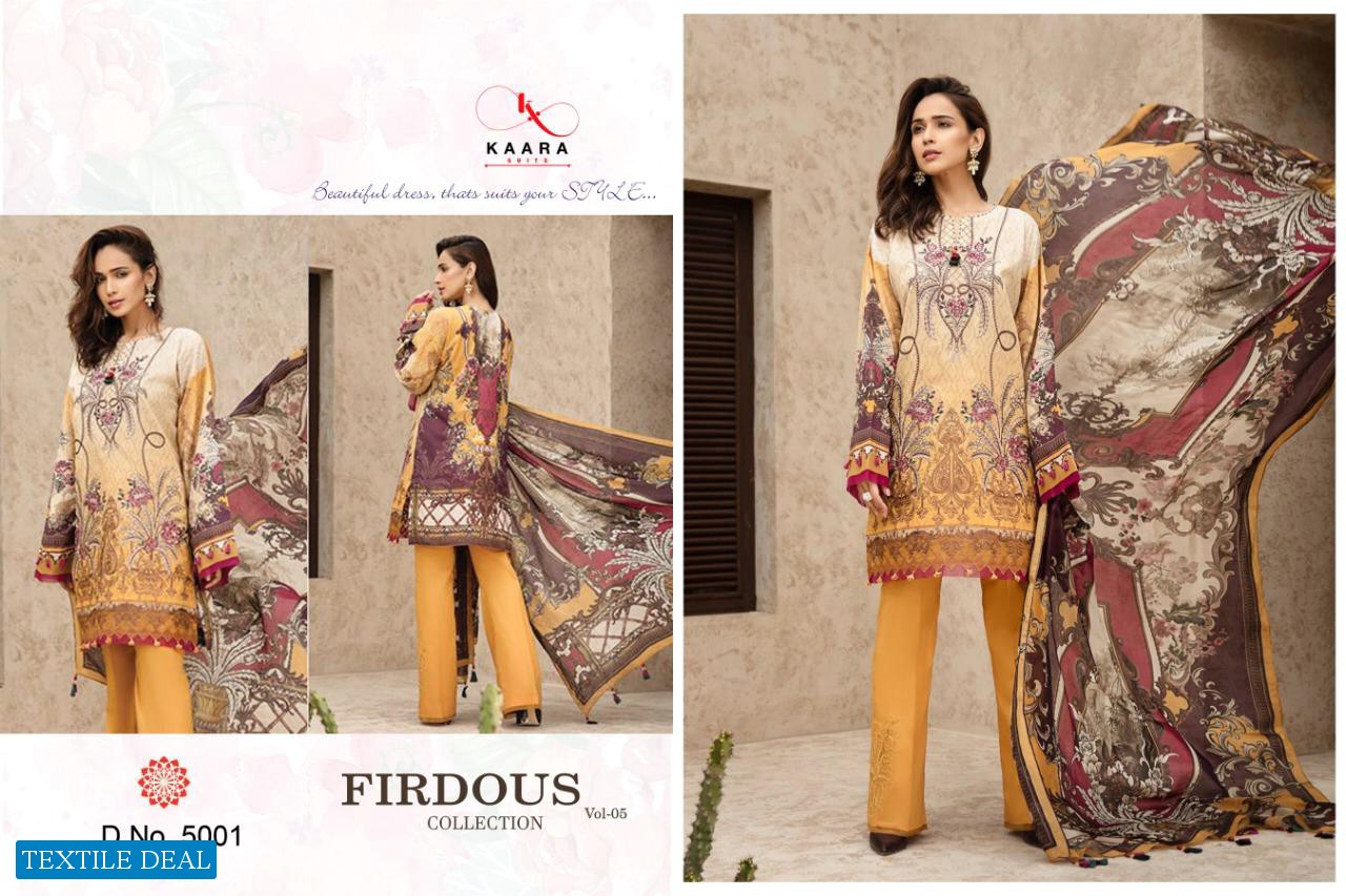 kaara Firdous Lawn Collection Vol-5 Wholesale Cotton Print Dress Material