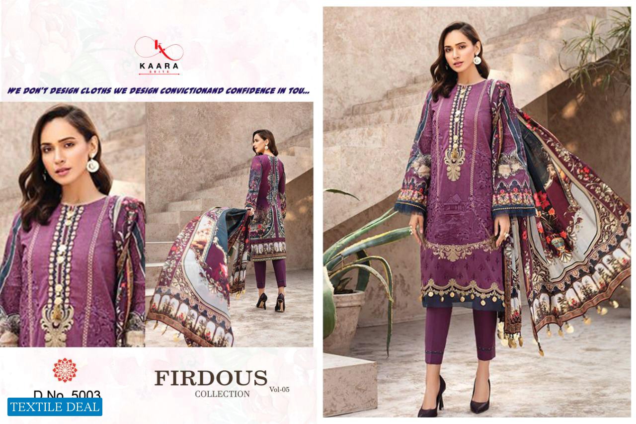 kaara Firdous Lawn Collection Vol-5 Wholesale Cotton Print Dress Material