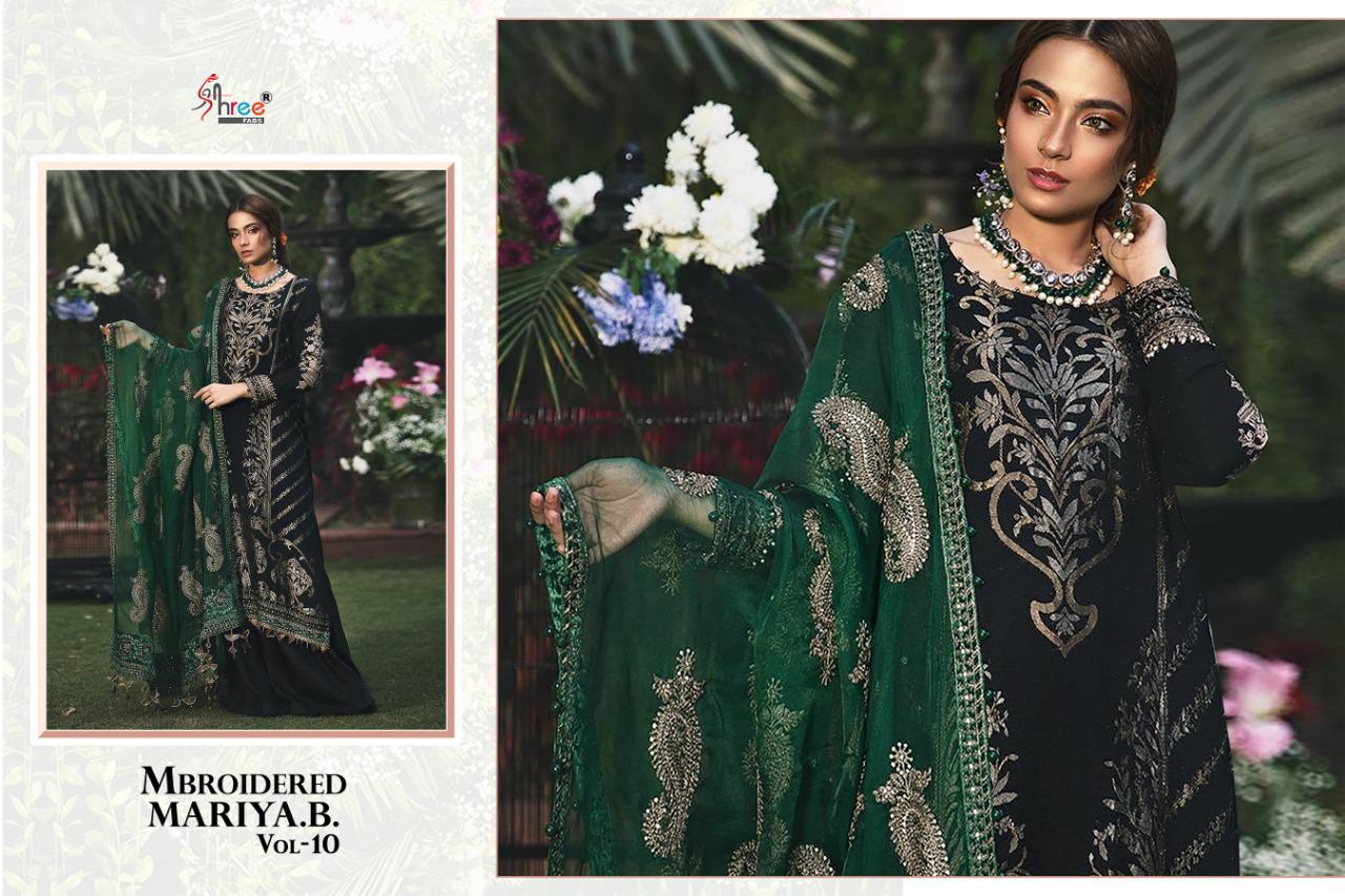 shree fabs mbroidered mariya b vol 10 georgette pakistani suits designs