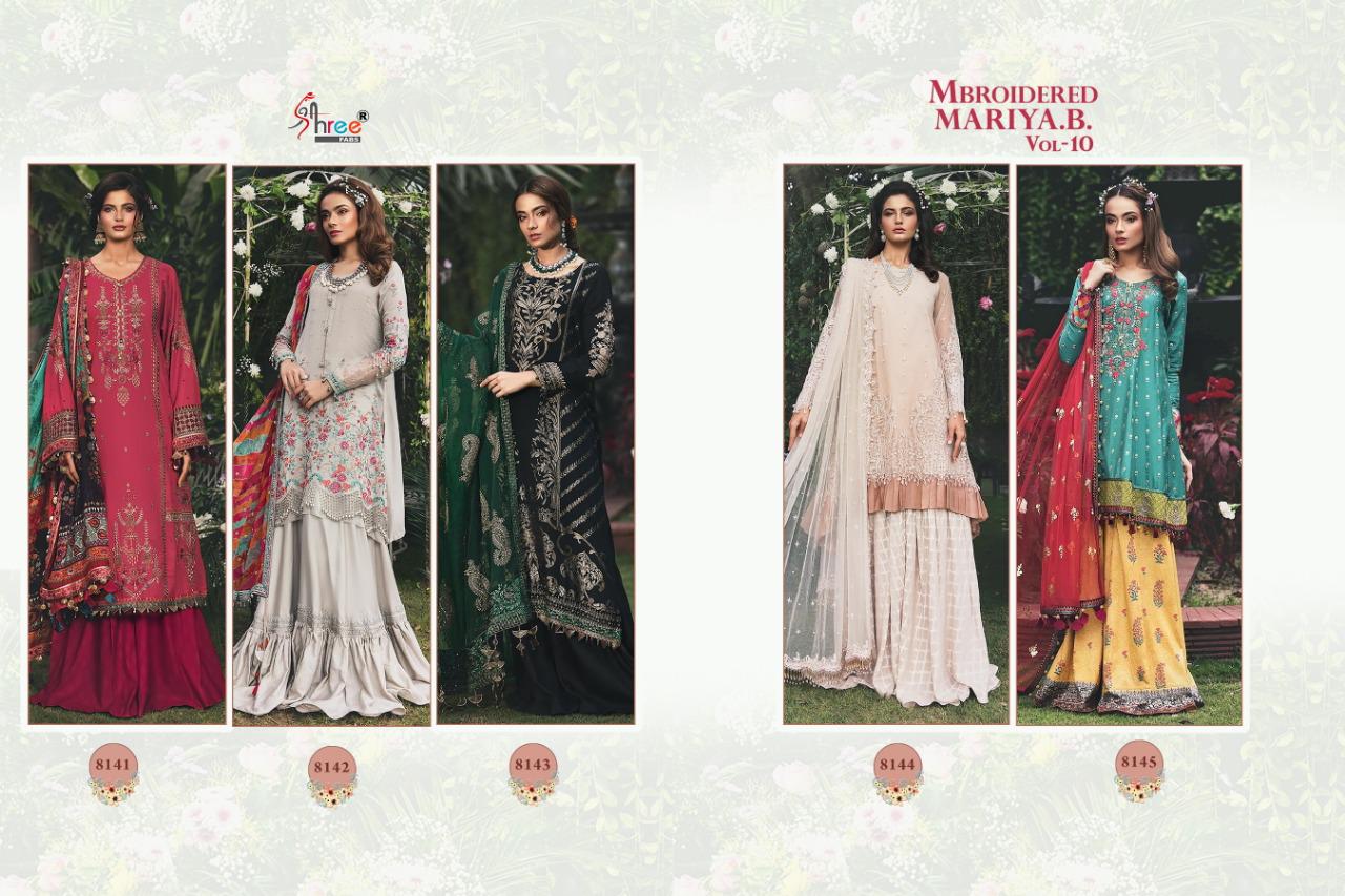 shree fabs mbroidered mariya b vol 10 georgette pakistani suits designs
